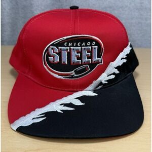 Vintage Chicago Steel Embroidered Hockey Strapback Hat Nissun USHL Junior Hockey
